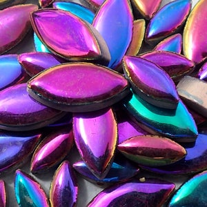 Colorful Metallic Petals Mosaic Tiles - 50g Ceramic Leaves in Mix of 2 Sizes 1/2&quot; and 3/4&quot; - Disco Lights