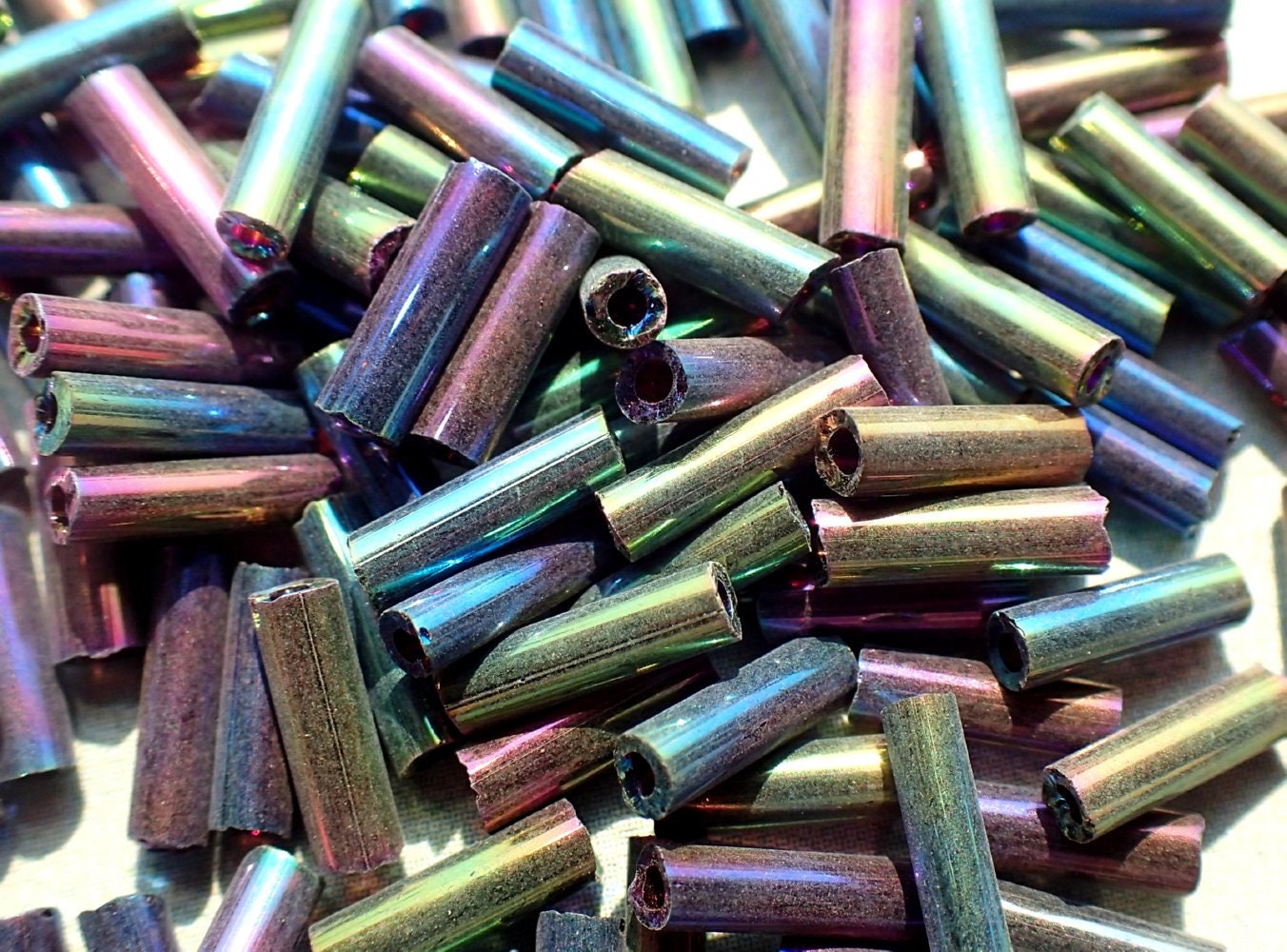 Colorful Metallic Tube Beads 2x6mm 20g