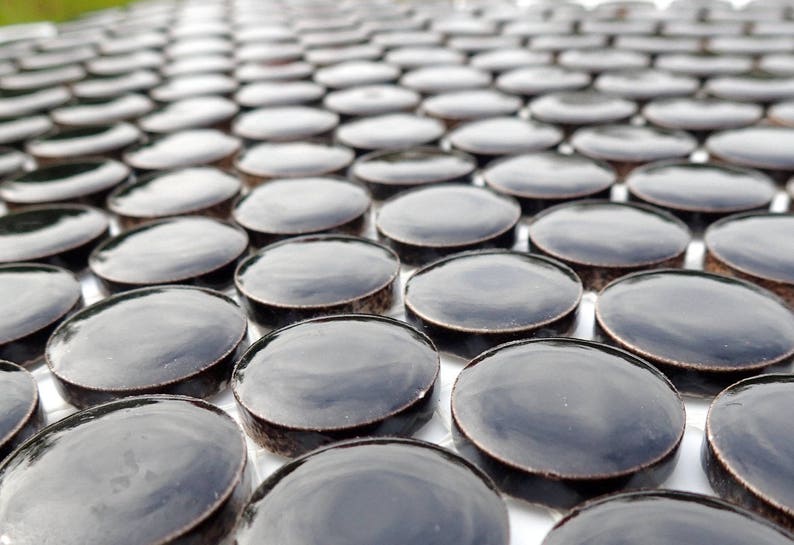 Circles Penny Rounds Black Ceramic Tiles 25 Tiles Round Mosaic Tiles 2 cm or .75 inch