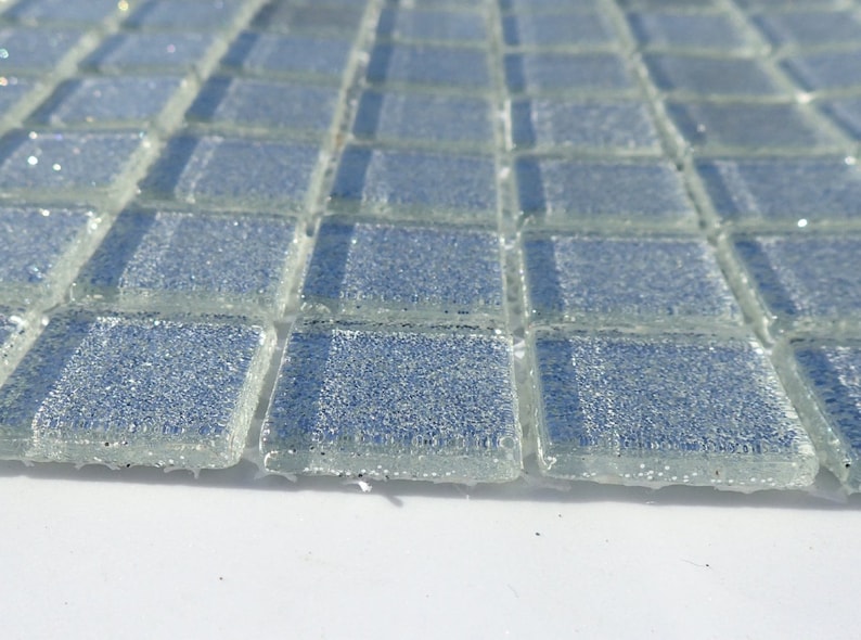1 inch Mosaic Tiles Silver Glitter Tiles 25 Metallic Glass Tiles