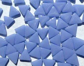 Small Pale Blue Triangle Glass Tiles - 10mm - 50g