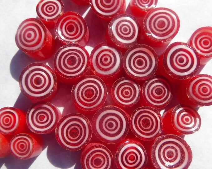Red with White Circles Millefiori - 25 grams
