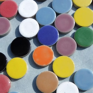 Circle Mosaic Tiles - 50 Ceramic 5/8 Inch Polka Dots in Assorted Colors