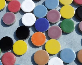 Circle Mosaic Tiles - 50 Ceramic 5/8" Inch Tiles in Assorted Colors