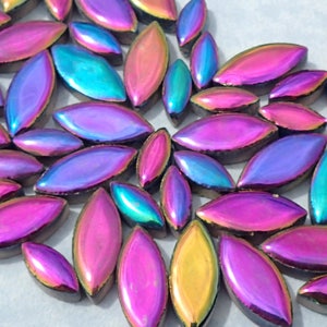 Colorful Metallic Petals Mosaic Tiles 50g Ceramic Leaves in Mix of 2 Sizes 1/2 and 3/4 Disco Lights image 2