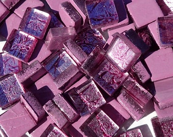Purple Foil Glass Mosaic Tiles - 10mm - 50g - Wisteria - Approx 50 Squares