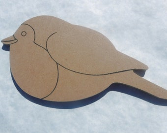 Chubby Bird Plaque - Unfinished MDF THIN 7 inch Sign