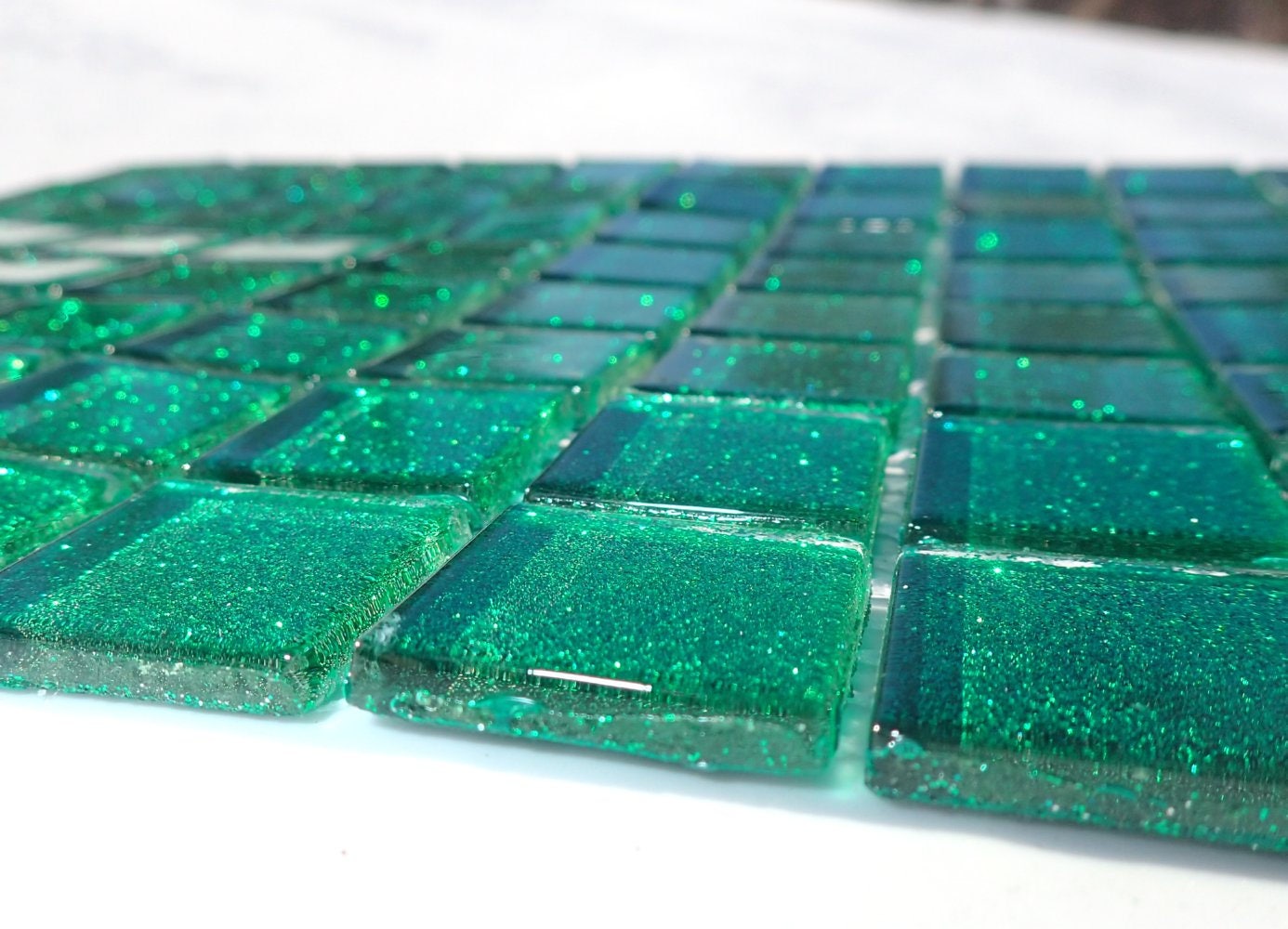 Emerald Green Glitter Tiles 1 inch Mosaic Tiles 25 Etsy