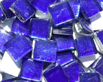 Cobalt Blue Foil Square Crystal Tiles - 12mm - 50g