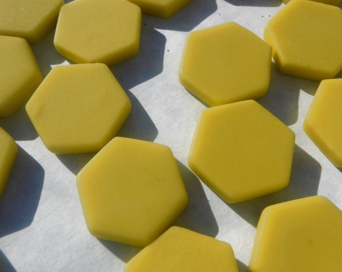 Mellow Yellow Hexagons - 25 Glass 23mm MATTE Tiles