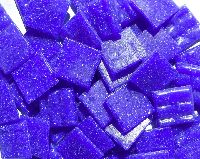 Dark Blue Glass Mosaic Tiles Squares - 20mm - Half Pound
