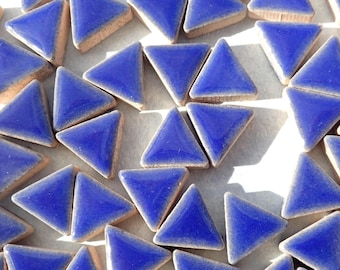 Denim Blue Mini Triangles Mosaic Tiles - 50g Ceramic - 15mm