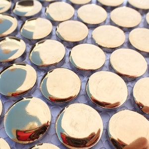 Gold Circles Mosaic Tiles -Metallic 2 cm Penny Rounds - .8 inch - 25 Tiles
