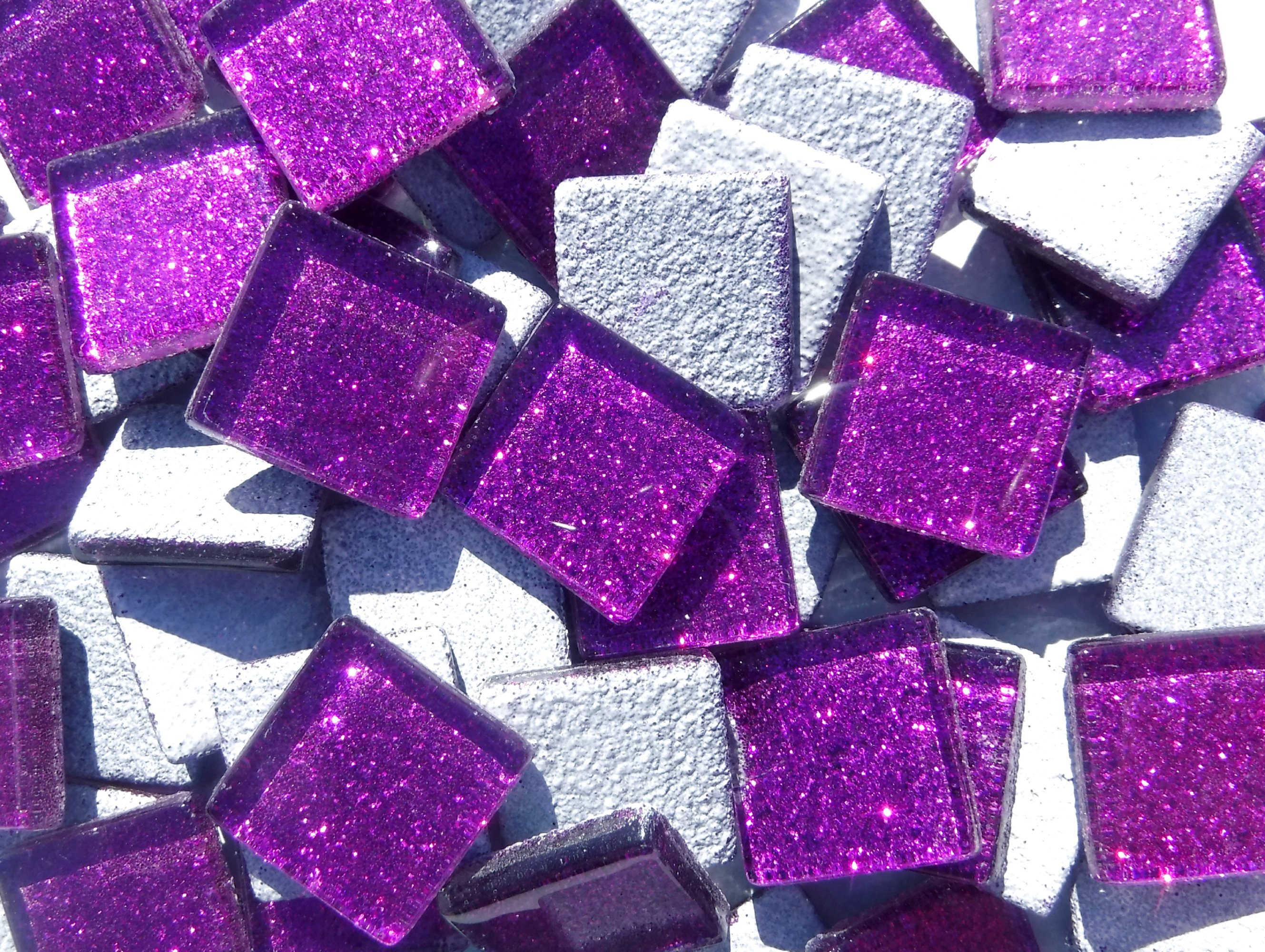 Sparkling Purple Black Orange Gold Pink Mix Glitter Glass Mixed Mosaic Tiles  1/2 Pound Bulk Mosaic Tile Bulk Glitter Glass Mosaic Tiles 