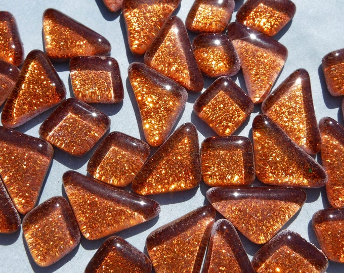 Orange Glitter Puzzle Tiles - 100 grams in Assorted Shapes