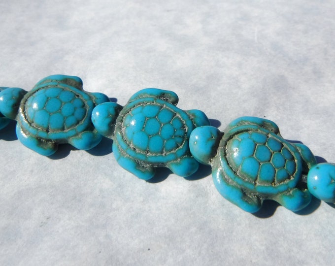 Turquoise Blue Sea Turtles Stone Beads - Half or Full Strand