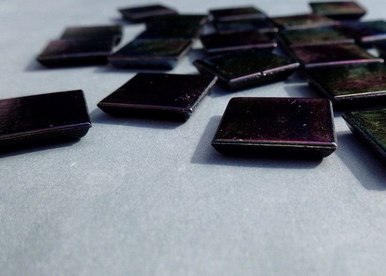 Black Glass Tiles 20mm Iridescent Mosaic Tiles Etsy