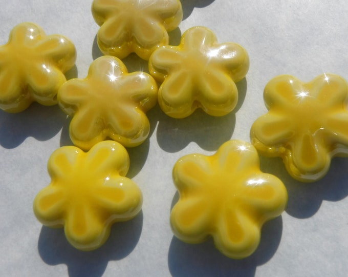 Yellow Flower Ceramic Beads - 18mm
