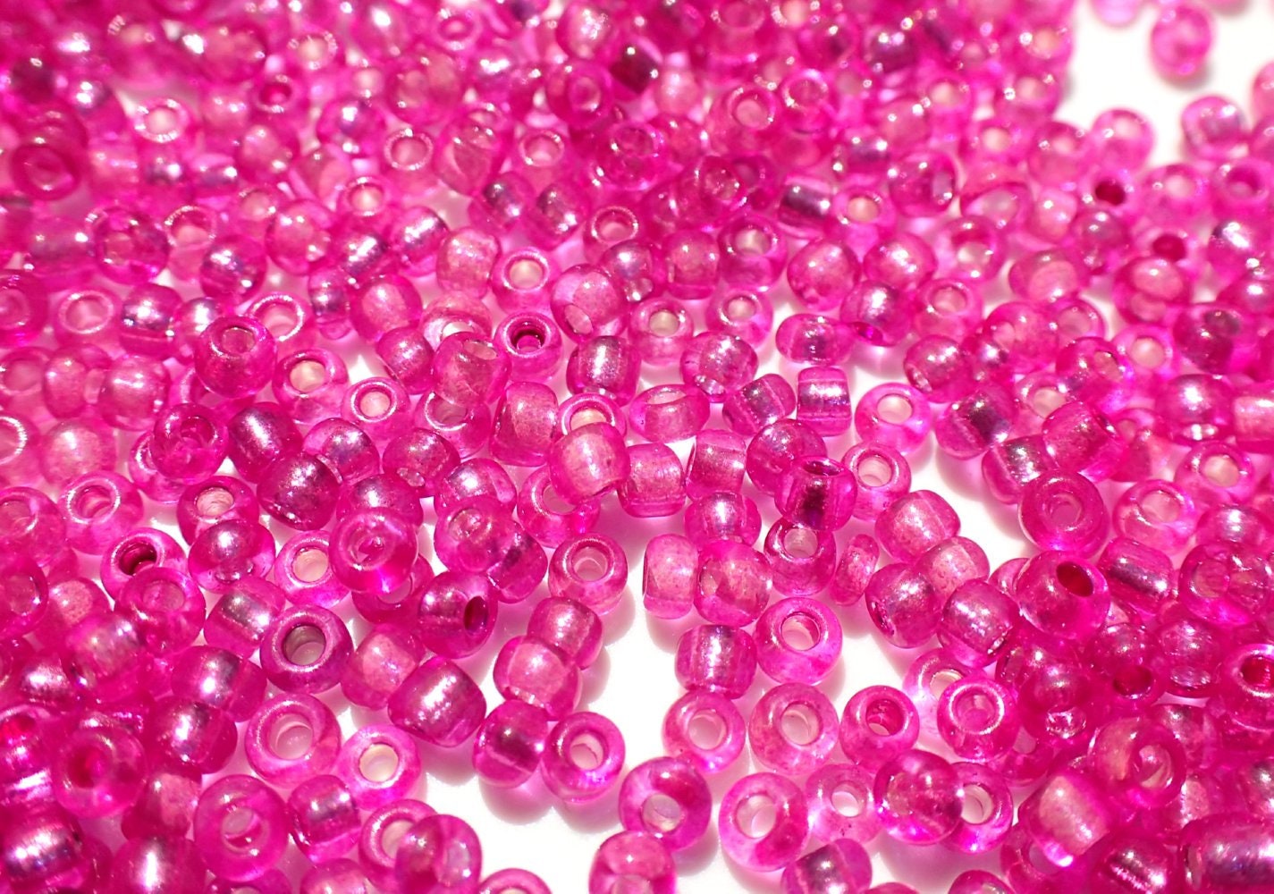 Fuchsia Silver Lined Glass Seed Beads - 2mm - 20g Spacer Beads in Dark Pink  - 1500 beads