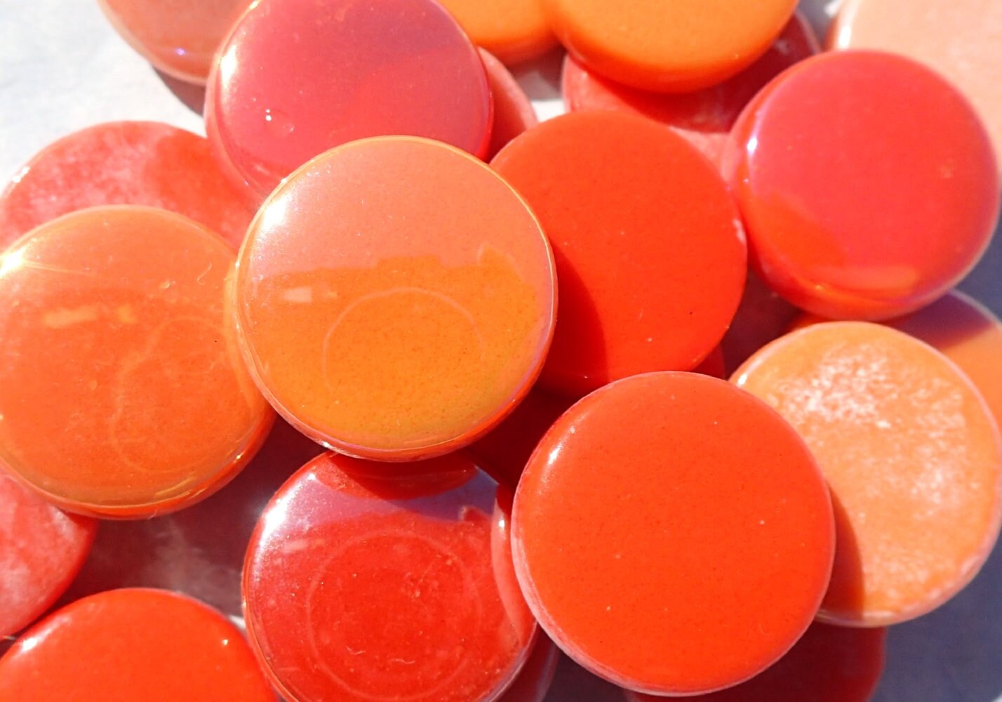 Orange Candy Mix Glass Drops Mosaic Tiles 100 Grams Vase