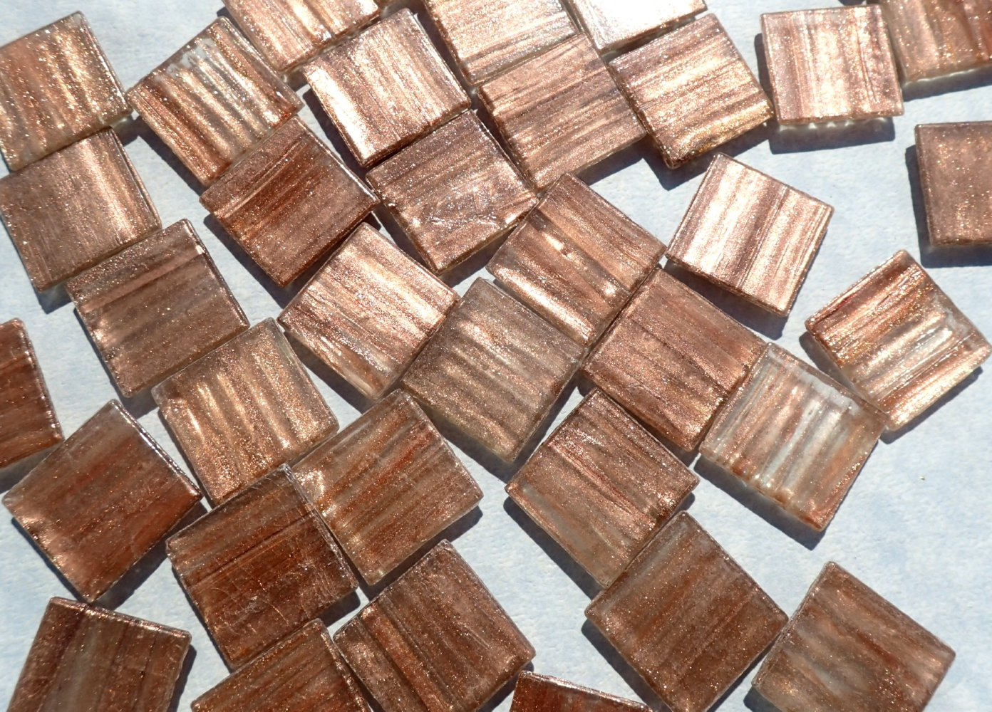 Antique Rose Gold Vein Glass Mosaic Tiles Squares - 3/4 inch - 25 Tiles
