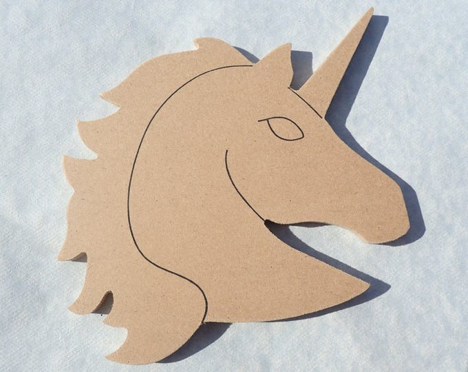 Unicorn Plaque - Use as a Base for Mosaics Decoupage or Decorative Painting - Unfinished MDF Thin 6 inch Sign DIY