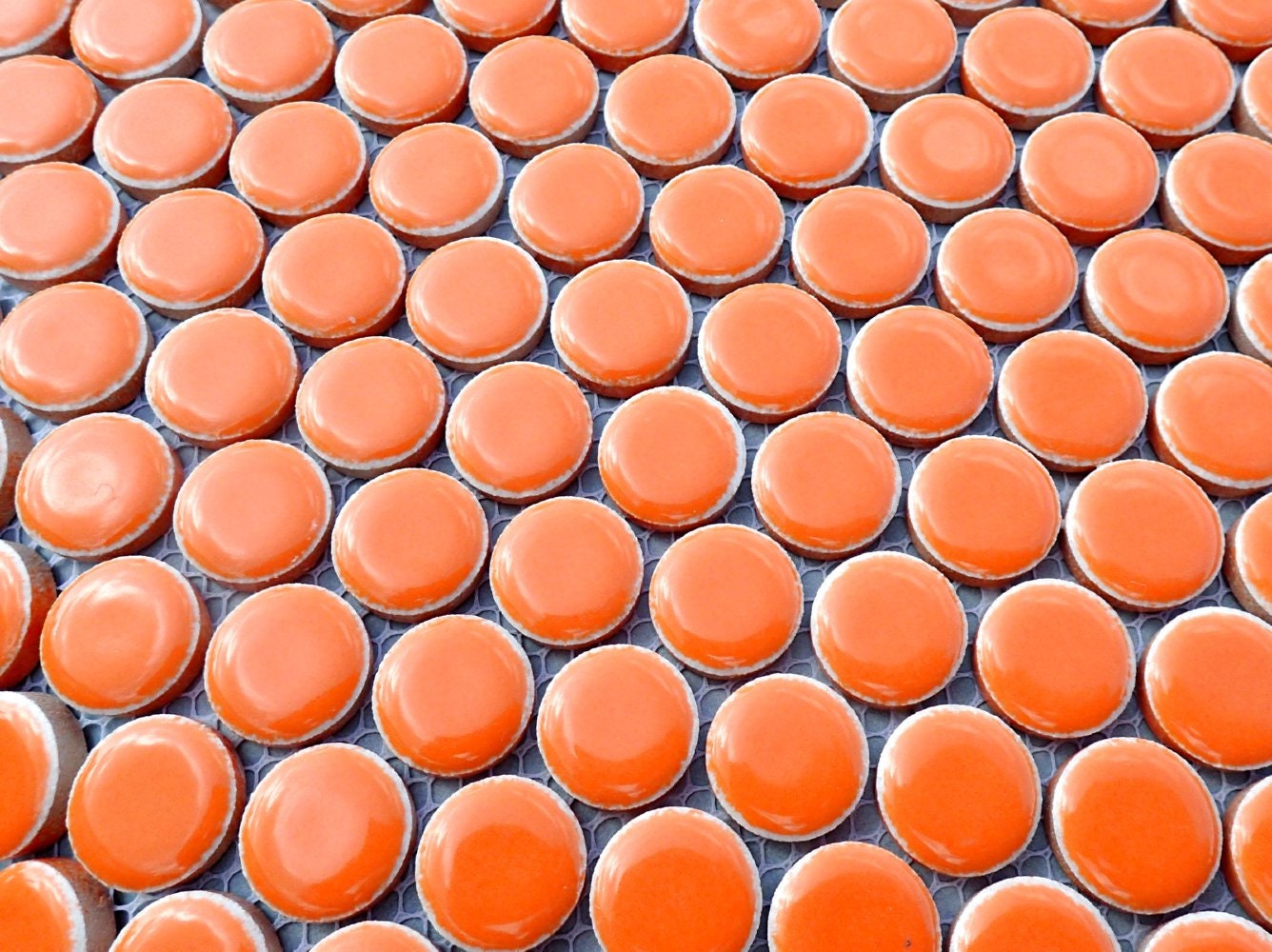 Orange Ceramic Tiles Round Mosaic Tiles .75 inch 25 Etsy