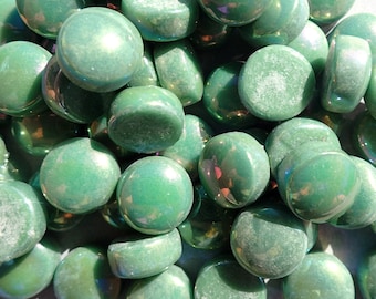 Leaf Green Iridescent Glass Drops - 100 grams - 12mm