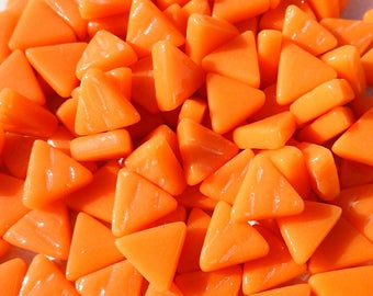 Small Orange Triangle Glass Mosaic Tiles - 10mm - 50g - Approx 70 Pieces