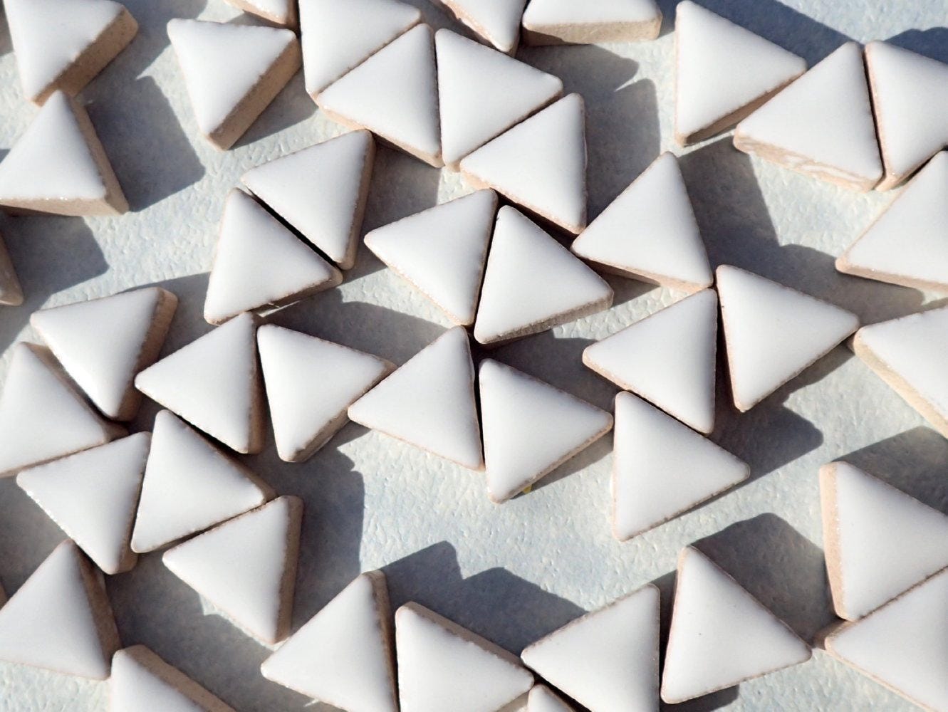 White Mini Triangles Mosaic Tiles 50g Ceramic 15mm