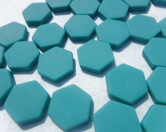 Teal Hexagon Tiles - 25 Glass 23mm MATTE