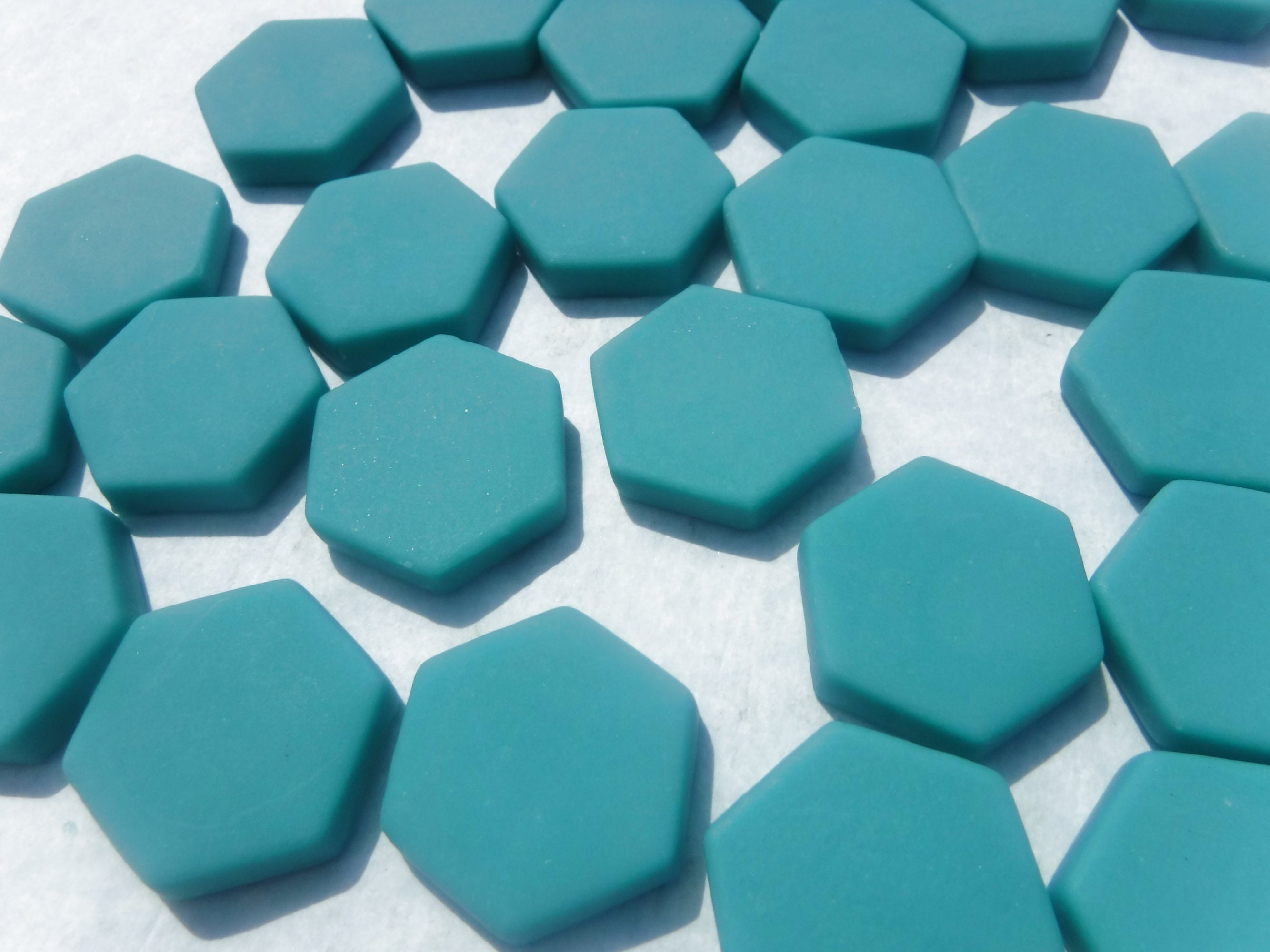 Teal Hexagon Tiles 25 Glass 23mm MATTE