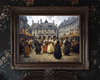 中世の街並み | アンティーク絵画の美学、ファンタジーダンジョンズ