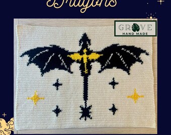 Flight of the Dragons Tapestry Crochet Pattern – Fantasy Wall Hanging (PDF Download)