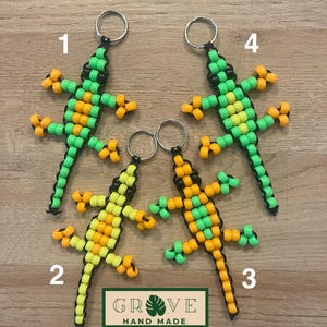 Pony Bead Lizard Keychain: 90s Retro Beaded Bag Charm