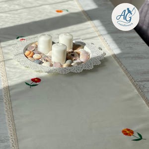 Handmade embroidery table runner , Table runner , Home decor , Handmade