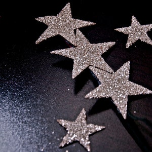 Triple Glass Glitter star skinny headband hair clip in SILVER SO CUTE image 1