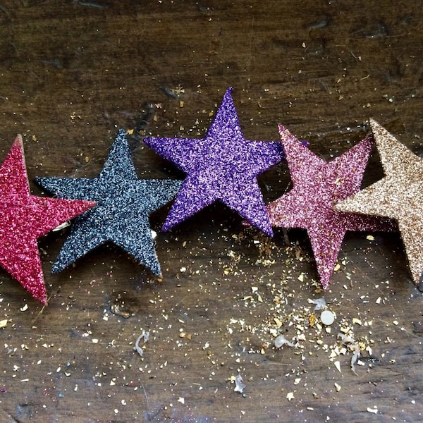 Single Star glass glitter pink purple gray gold hair clip YOU PICK COLOR mix & match and make your own custom hair clip using one or more