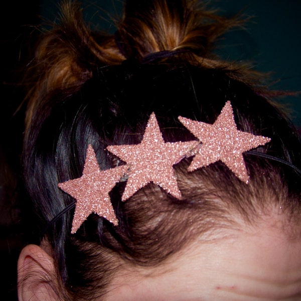 STARS ALIGN large triple star pure german glad glitter headband silver pink gold black or custom all ages!!