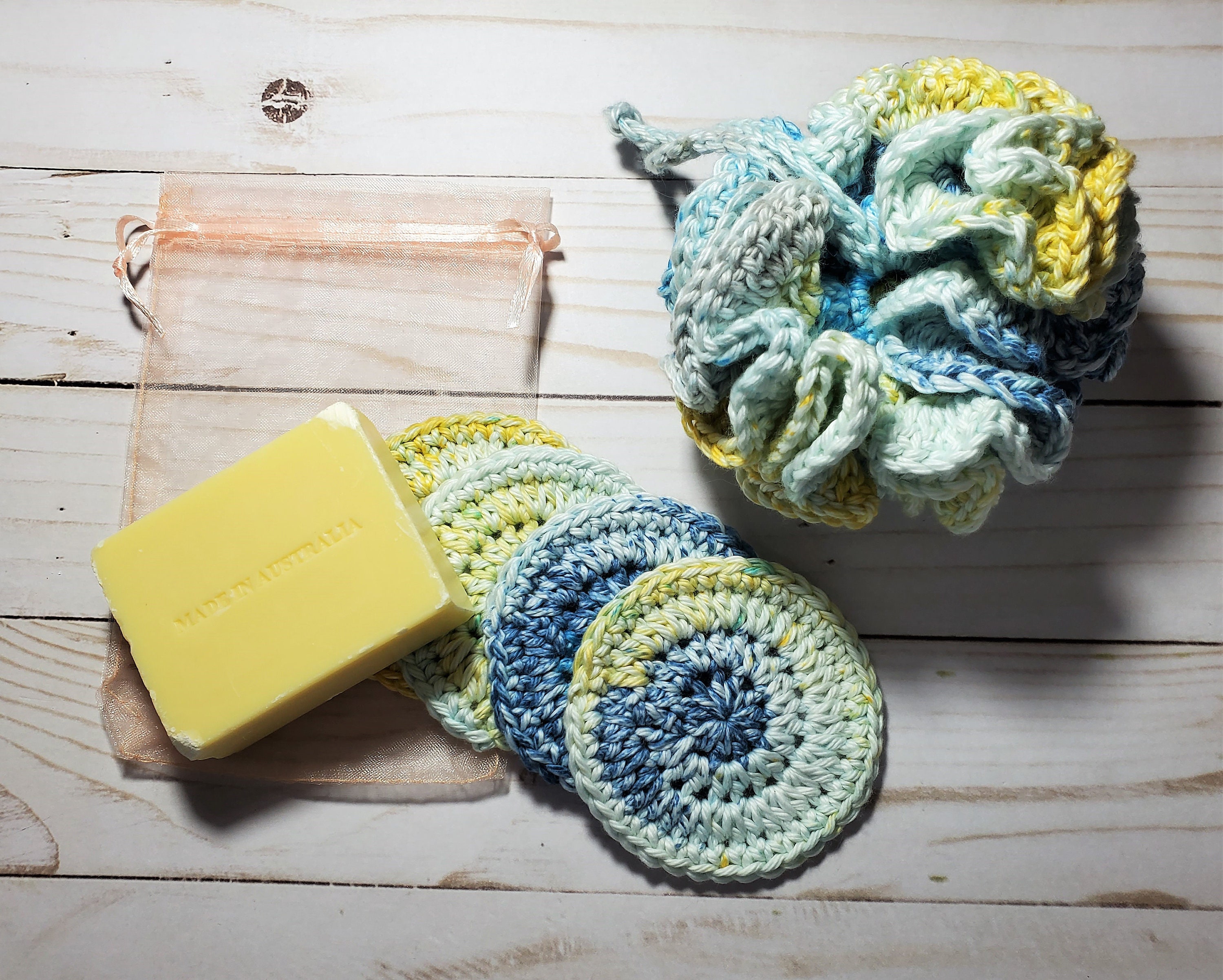 Crochet 100 Cotton Bath Puff Set includes Bath/Shower Puff Etsy