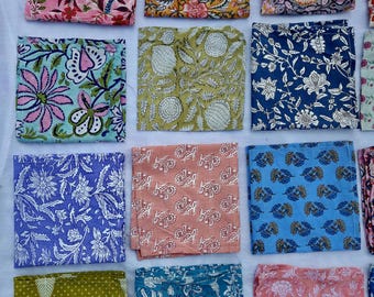 Handblock Cotton Napkins – Set of 20 | Indian Block Print Table Napkin | Boho Eco Friendly Kitchen Dining Decor