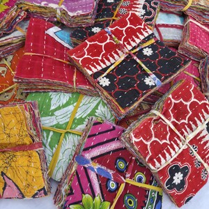 Kantha Quilt Scrap Bundle 20 Pcs , Vintage Cotton Fabric Scraps, Boho Patchwork Pieces, Upcycled Sewing Quilting Craft Supply