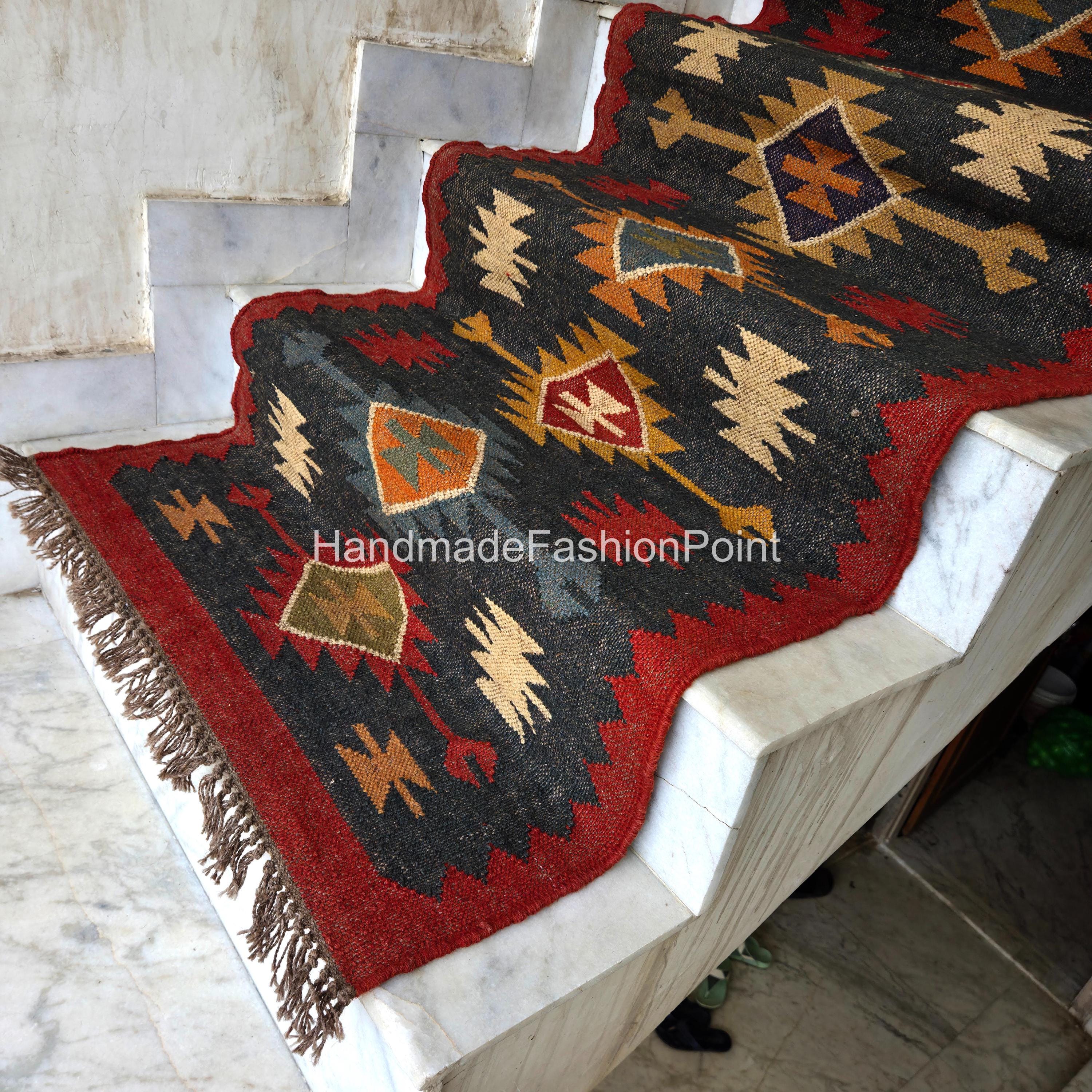 Stair carpet Runner/Stair rug runner/Wool jute Stair runner/Kilim Runner rug/Handmade Stair runner/Handwoven Navajo Stair Runner/Custom Rugs