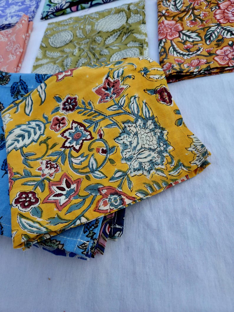 Cotton Cloth Napkins Set 20 Pcs | Block Print Table Linen | Handmade Sustainable Dining Napkin image 14