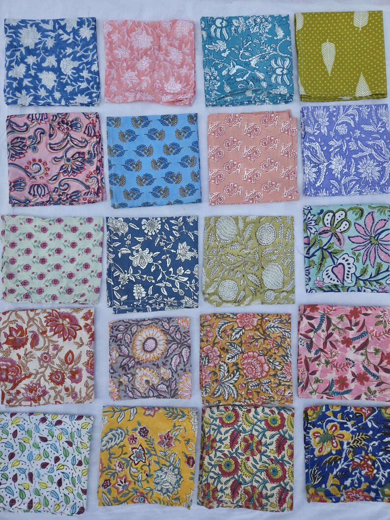 hand block napkins, cotton cloth napkins, block print napkins, reusable napkins, eco friendly napkins, indian napkins, cloth dinner napkins, handmade table linen, boho table decor, sustainable kitchen, fabric napkins, floral napkins, rustic table decor