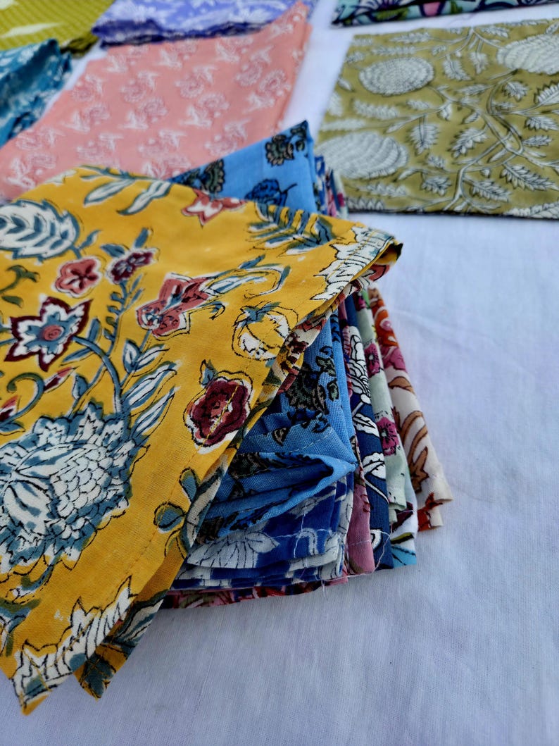 Cotton Cloth Napkins Set 20 Pcs | Block Print Table Linen | Handmade Sustainable Dining Napkin image 13