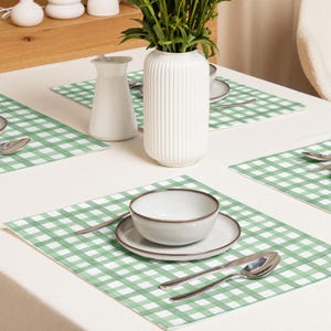 Green Gingham Placemat Set