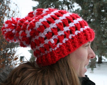 Striped Winter Slouchy Hat Crochet