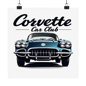 Corvette car club vintage poster car, enthusiastic classic cars