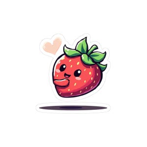 Adesivi carini a forma di fragola con fustella / Adesivi divertenti per laptop, adesivi per album, bomboniere, decorazioni per confezioni regalo, decorazioni kawaii